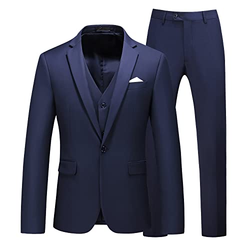 MOGU Men 3 Piece Suit Slim Fit Wedding Tuxedos Formal Prom Suits