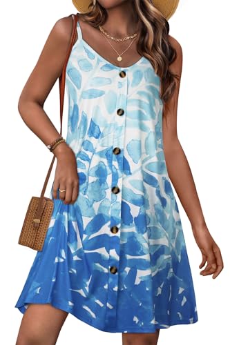 Image of JOELLYUS Summer Dresses for Women Spaghetti Strap Button Down Casual Sundress Beach Cover Up Dress with Pockets 2026