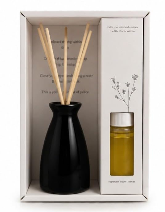 Luxury Reed Diffuser Gift Set | Black Ceramic Vase Long Lasting Home & Office Air Freshener for Home & Office Fragrance Spray (50ml)-image-22