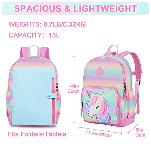 Miniatura 2 de Vaschy Mochila Niña, Mochila Unicornio Mariposa Mochila Escolar Primaria Mochila Infantil 4-6 Años Mochila Chica Ajustar Carpeta A4 Con Bolsillos Laterales Y Correa En Pecho Unicornio