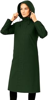 krystle Women Overcoat – Waterproof Long Coat with Drawstring Hood (Green,XLarge)-picture-22
