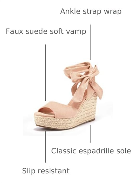 Image of SERAIH Womens Lace up Espadrilles Platform Wedges Sandals Heels Tie Ankle Strap Summer Dress Shoes