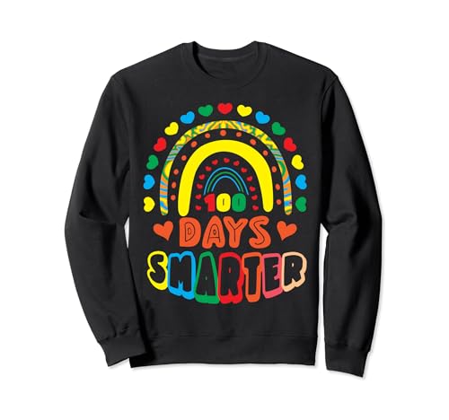 100 Days Smarter Rainbow Happy 100th Day of School Groovy Sweatshirt