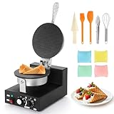 Dyna-Living Commerical Waffle Cone Maker 1200W Professional Waffle Cone Iron Restaurant Ice Cream Cone Egg Roll Mold Nonstick Waffle Machine for Home
