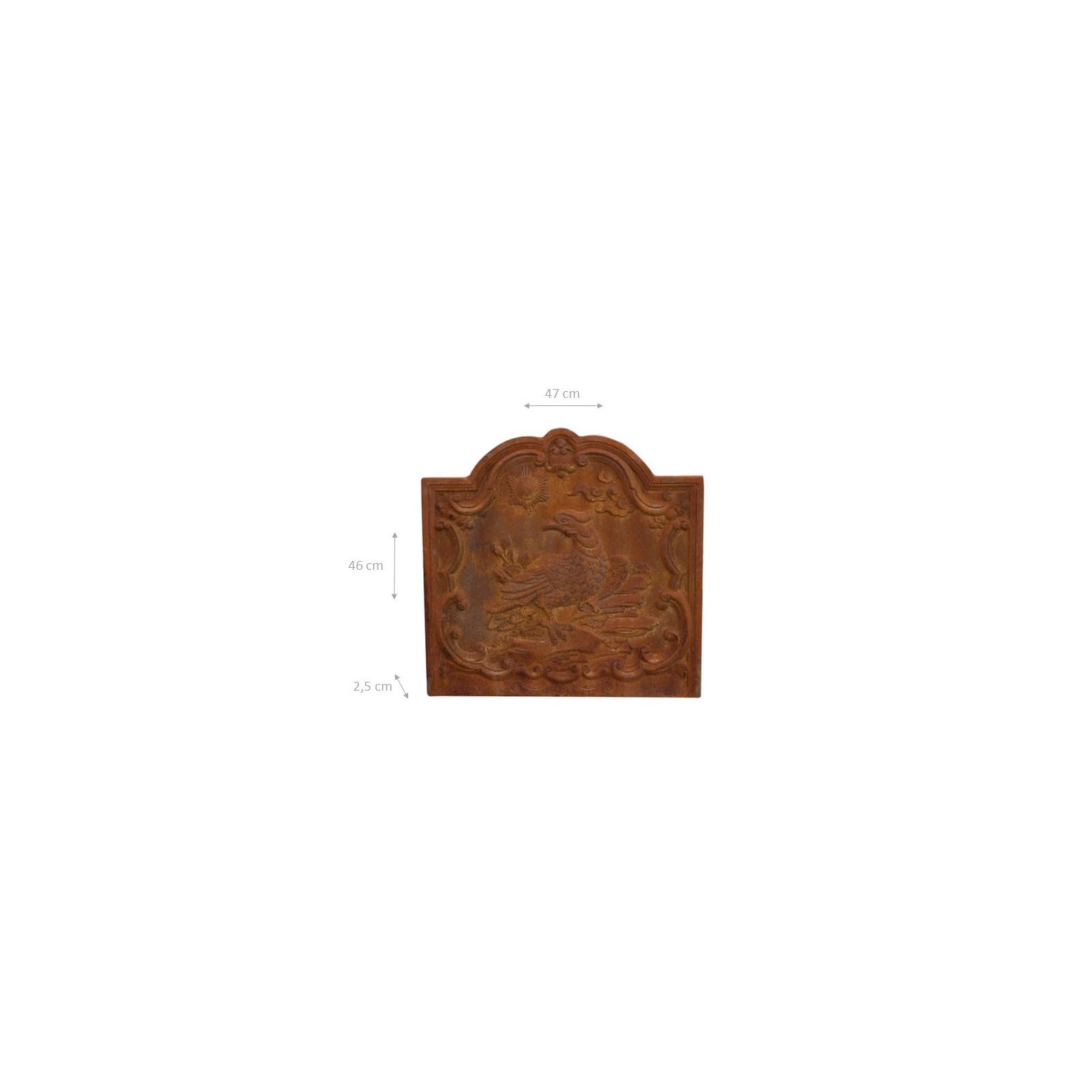 Biscottini Frontone con stemma 47x2,5x46 cm | Piastra per camino funzionale e decorativa | Frontone camino in ghisa