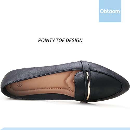 Obtaom Women's Pointy Toe Loafer Flat Comfortable Faux Suede Work Shoes,Cute Penny Loafer Slip On Ballet Flat4