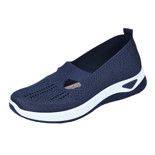 Orthopädische Schuhe Damen Slip on Sneaker Frauen Gewebt Atmungsaktiv...