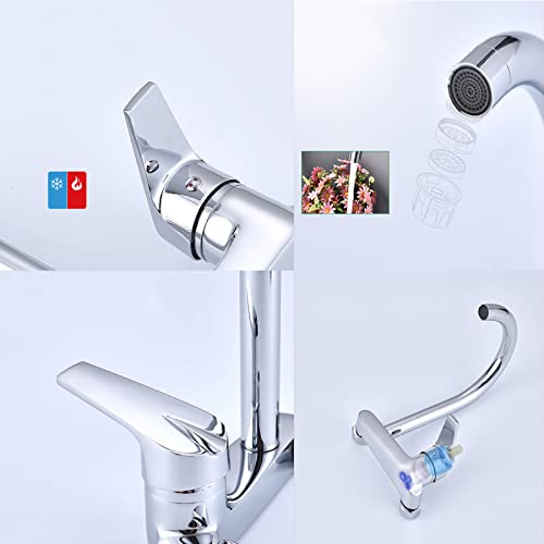 Grifo de cocina de pared para agua fría y caliente ideal para optimizar espacios pequeños 7
