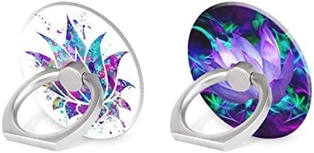 BYBART Phone Ring Holder, 2PCS Metal 360° Rotation Phone Grip Kickstand Universal Finger Ring Stand Compatible with All Smartphone Tablet - Purple Lotus Flower
