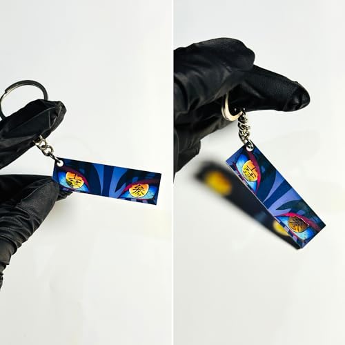 Image of Akaza Glowing Eyes Keychain - Compatible with Demon Slayer Anime, Luminous Upper Moon Three Acrylic Key Ring, Glow-in-the-Dark Anime Accessory, Otaku Gift, Key Holder & Bag Charm for Fans