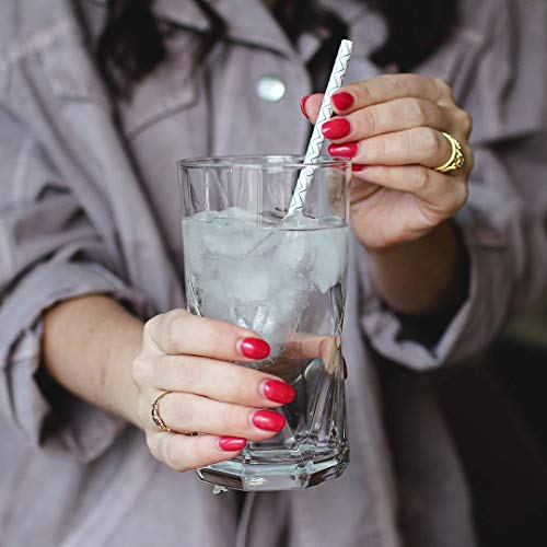 Lunchskins 50-Pack Chevron Blue Long-Lasting Biodegradable Paper Straws Â€“ Odor + Taste-Free - Eco- Friendly Straws For Water, Juice, Soda, Cocktails, Shakes, Smoothies And More #TOP2