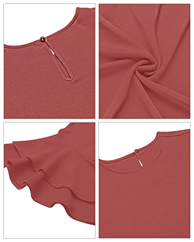 Luvamia Women's Casual 3/4 Tiered Bell Sleeve Crewneck Loose Tops Blouses Shirt Womens Tops Dressy Casual Cranberry Size Medium Size 8 Size 10 #TOP4