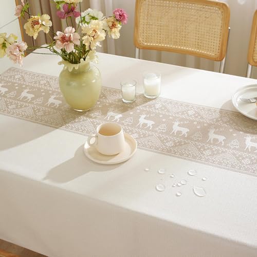 Nappe rectangulaire vintage lin 140x260 décoration table à manger - 6