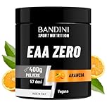 Bandini® EAA Essential AMINO in polvere - 400 g powder - Con 9 Amminoacidi Essenziali Fermentati e Ramificati BCAA 2:1:1 - Recupero Muscolare - Intra Pre Post Workout - 100% Vegan - Gusto Arancia