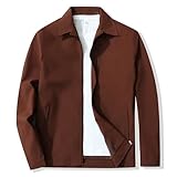 Buytop Men's Lightweight Jackets Full Zip Up Windbreaker Stylish Golf Coat Business Work Casual Dress(5077D.Brown-M)