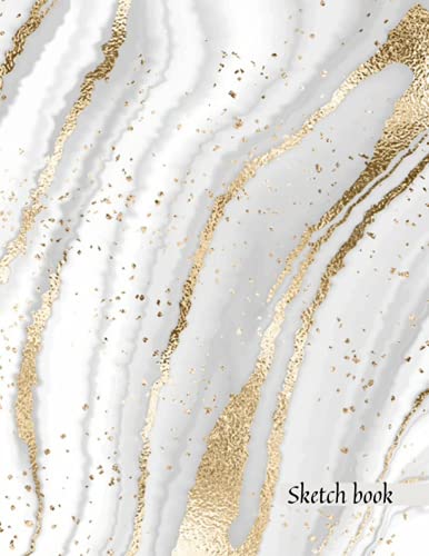 Marble (off white with gold) Sketch book: Large Notebook for Drawing, Doodling or Sketching120 Pages, 8.5