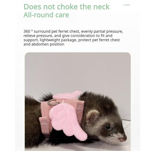 Image of Ferret Harness and Leash with Adjustable Buckle for Small Pets, Soft Breathable Walking Vest with Angel Wings for Guinea Pig, Bunny, Rabbit, Kitten, Chinchilla (Blue)