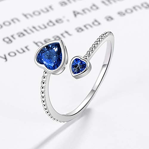 Step Forward 925 Sterling Silver Birthstone Rings for Women - Adjustable Open Heart Ring Constellation Month Band for Her Birthday Gifts Jewelry3