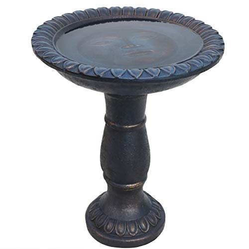 Sunnydaze Façade Du Soleil 26-Inch Glass Fiber Reinforced Concrete Bird Bath - Blue/Gray #TOP5