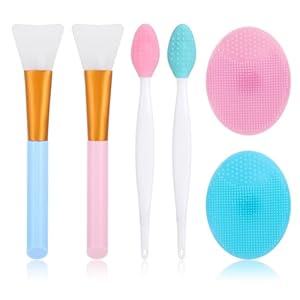 WLLHYF 6 Pieces Silicone Face Scrubber Exfoliating Brush Lip Mask Brush Exfoliator Blackhead Soft Facial Skin Care Cleansing Brush Tool Accessories for Women Girl All Skin Types