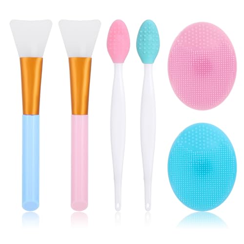 WLLHYF Set di 6 spazzole per la pulizia del viso in silicone, per esfoliare le labbra, esfoliare il naso, rimuovere i...