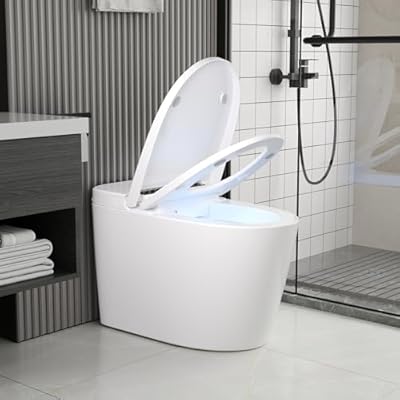 DeerValley Smart Toilet, One Piece Tankless Toilet, Elongated Toilet with 1.28GPF Auto Flush, Heated Seat, Foot Kick Operation, Night Light, DV-1S0159-V1