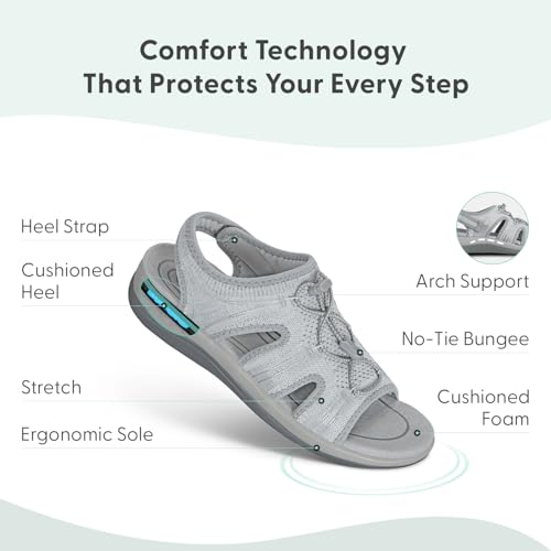 Image of Orthofeet Maui Orthopedic Women Walking Sandal | Adjustable, Stretchable, Breathable with Anatomical Arch Support, Ergonomic Cushioning, Wide Toe Box for Casual Outings