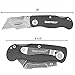 Sheffield 12613 Black Folding Utility Knife, Quick Change Utility Knife Blades, Compact Aluminum Handle, Box Cutter, Razor Blades Included