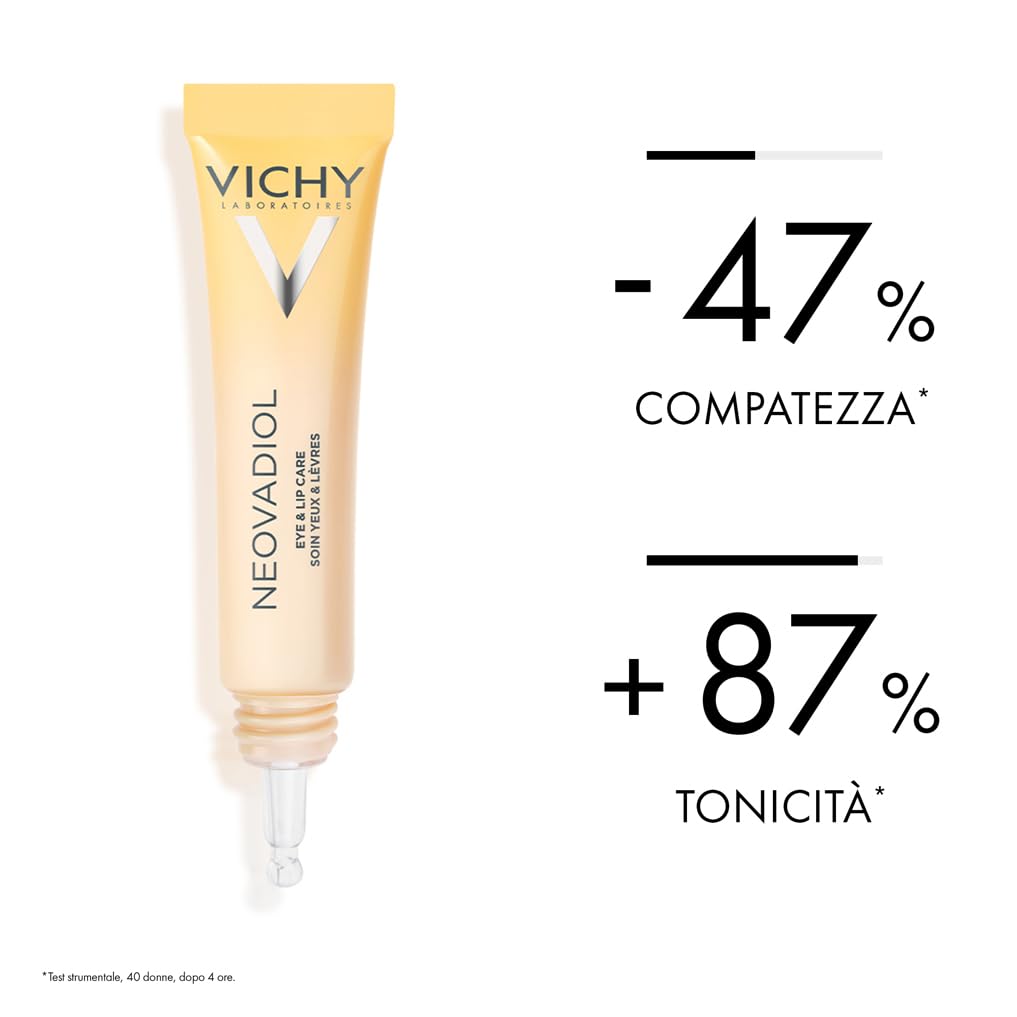 Neovadiol Contorno Occhi e Labbra, Per Nutrire e Lenire Contorno Occhi e Labbra, Formulato Con Omega 3 -6 -9, Acqua Vulcanica di Vichy e Caffeina, 15 ml