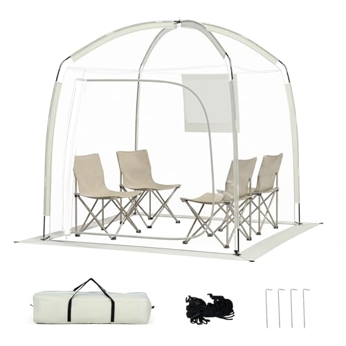 COSTWAY Tienda de Campaña Deportiva para 2 4 Personas, 215 x 215 CM, Carpa de Burbujas Transparente, Bolsa de Transporte, Animar, Pescar y Acampar