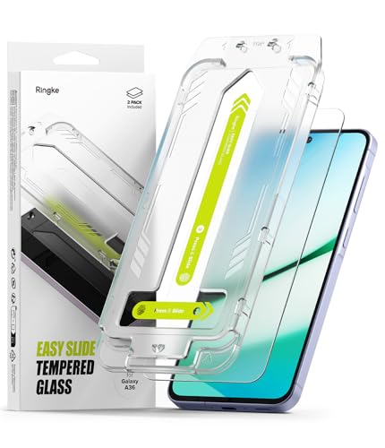 Ringke Easy Slide Glass [2 Pack] Compatible with Samsung Galaxy A36 5G Screen Protector with Installation Tool HD Quality 9H Hardness Tempered Glass Film