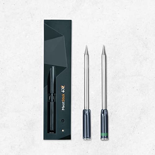 MeatStick 4X Bundle [2-Probe/650ft Range] | Quad Sensors Smart Wireless Meat Thermometer with Bluetooth | for Smoking, Grilling, BBQ, Air Fryer, Deep Frying, Oven, Sous Vide, Rotisserie