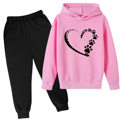 Toddler Girl Clothes 2 Piece Outfits Heart Printing Long Sleeve Hoodie & Pants 2 Pc Outfits Fashion Preppy Clothes