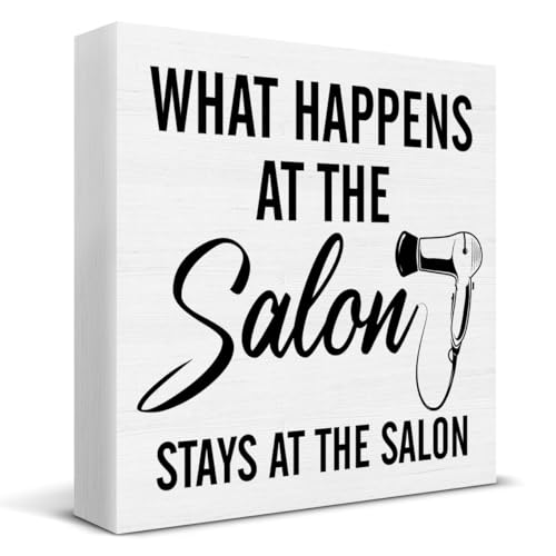 TSUYAWU Salon Decor Rustic Wooden Sign for Home Hair Salon Barbershop Decor 5x5 Inches, Hairstylist Gift