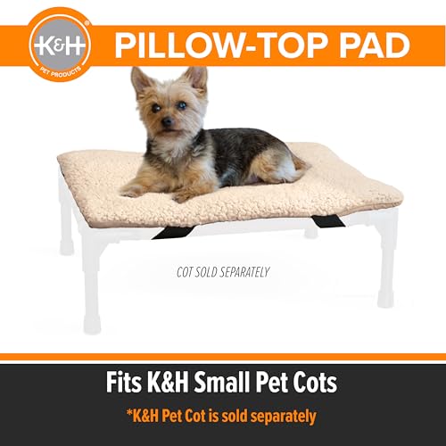 K&H Pet Products Dog Cot Pad (Cot Sold Separately), Pillow-Top Comfort Bed for K&H Small Elevated Dog Beds, Soft & Fluffy, Secure Fit Straps, Machine Washable, Portable - Small 22 X 17in Tan Fleece - Image 3