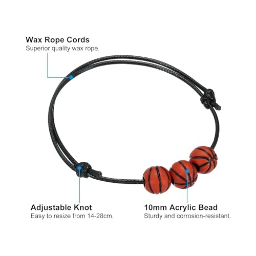 PATIKIL Basketball Bracelets, 20 Pcs Basketball Gifts Adjustable Bracelet with Basketball Beads for Teenagers Adults, Black Brown - Image 4