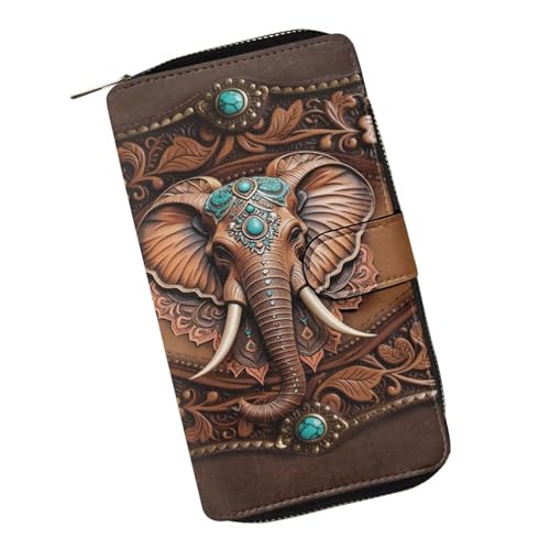 Image of COEQINE Ladies Wallets Pink Leopard Heart Black Printed Leather Phone Long Clutch Purses Check Coin Change Holder