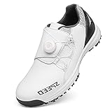 Adoff Golfschuhe Herren rutschfeste wasserdichte Atmungsaktive Turnschuhe Bequeme Atmungsaktive Golfschuhe Abnehmbare Spikes (44,Weiß)