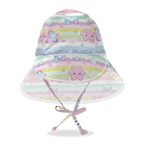 Bow Star Cartoon Infant Sunhat Toddler Boy Bucket Hat Toddler Girl UPF 50 Adjustable Traveling Camping