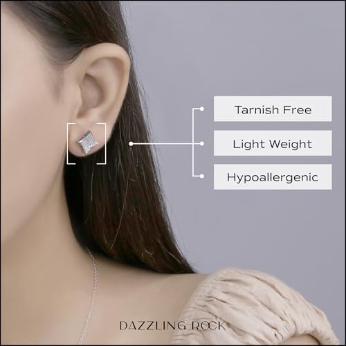 Dazzlingrock Collection 0.08 Carat (ctw) Round White Diamond 8.5mm Kite Shape Hip Hop Iced Out Stud Earring (1Pc Only) in 14K Solid Gold, Screw Back, Unisex Design Ladies, Mens Real Diamond Earrings2