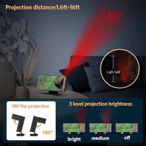 Horloge projection numérique mur et plafond avec mode snooze - 5