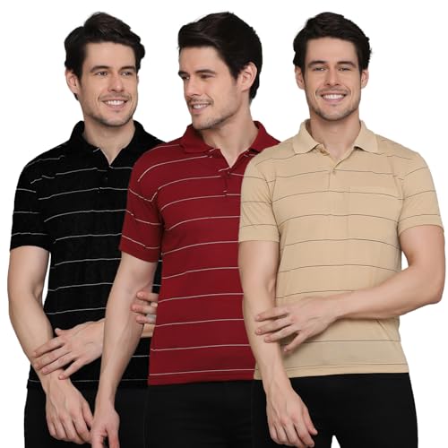 Image of INKKR Striped Polo Neck T-Shirt Dora Combo