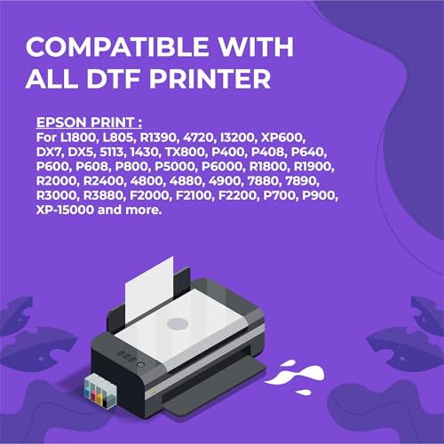 Image of Enlite Premium DTF White Ink for DTF Heat Transfer Film Printing, Used for Printhead L1800 L805 R1390 4720 I3200 XP600 DX7 DX5 5113, Great Fluency, Whiteness and Covering Rate, 16.9oz