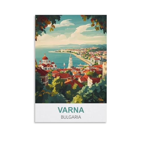 CTZIKWW Varna Bulgarie Affiche de voyage vintage 20 x 30 cm Impression sur toile Art mural