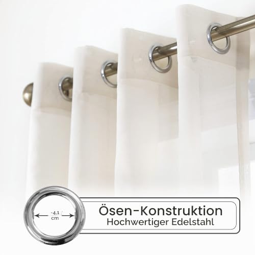 CUCRAF Vorhänge, transparent, L 140 x H 260 cm, 2 Vorhänge mit Ringen, Leinenoptik, einfarbig, pflegeleicht… – Ansicht 3