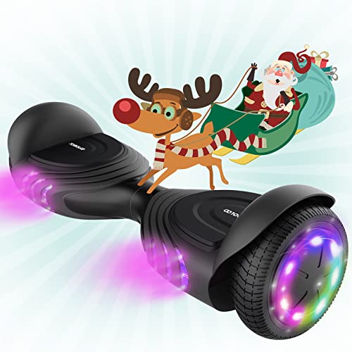 TOMOLOO Hoverboard kids, Hover Board for Kids and Adult with Bluetooth and Colorful Lights Smart 6.5'Self-Balancing Electric Scooter for Kids, Range of Up to 7.5 MPH, Ages 6+, Black