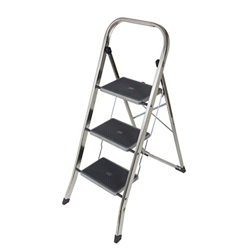 Joker/FACAL Made in Italy Sgabello scaletta in alluminio 3 gradini antiscivolo H104cm uso domestico JK-3
