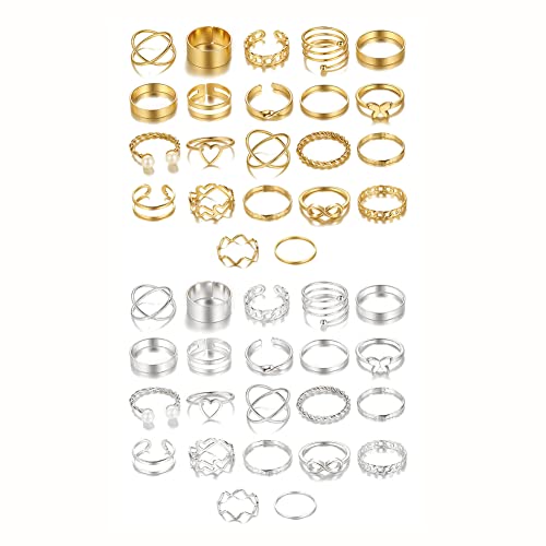 Shining Diva Fashion 44 pcs Combo Set Gold and Silver Plated Rings for Women and Girls Latest Stylish (cmb300)