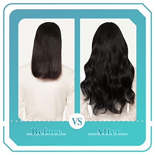 Fshine Extensões de cabelo cabelo humano preto 50 cm, extensões de cabelo de pele preta natural, fit