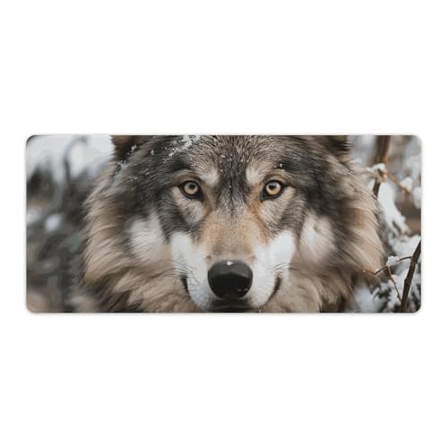 Tapis de souris loup 40x90cm en caoutchouc antidérapant pour le gaming